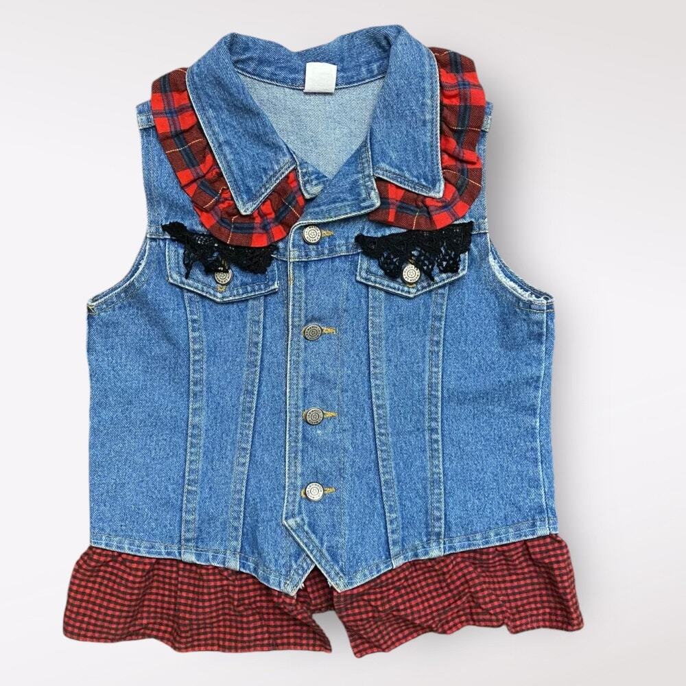 Vintage Watch LA Jean Vest Girls Size‎ X-Large Blue Red